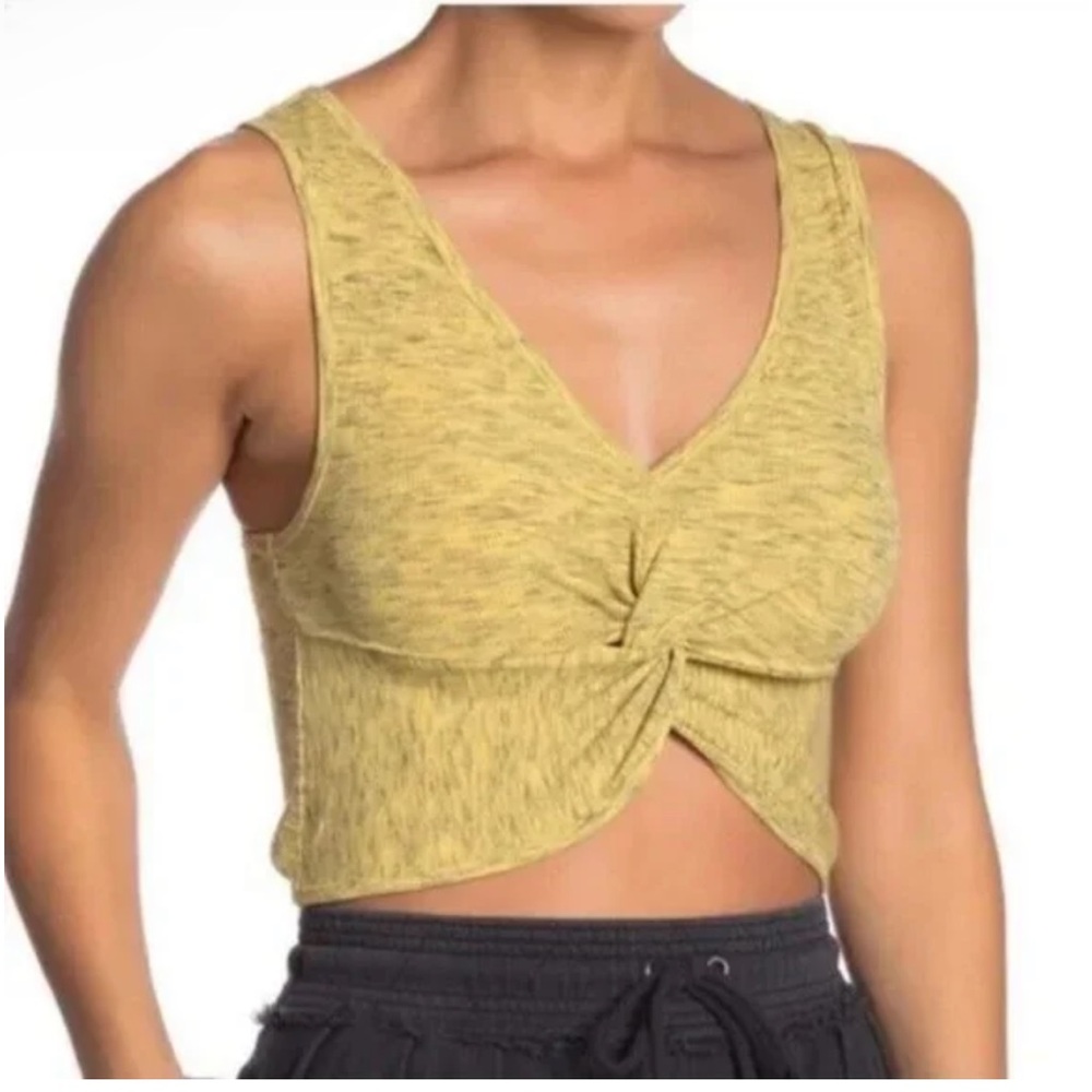 Free People Movement Yellow New Moon Twisted Crop Sleeveless Tank Top